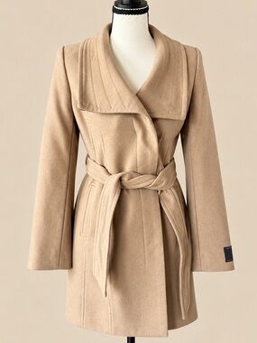 Wool Cashmere Belted Camel Coat Babaton XS